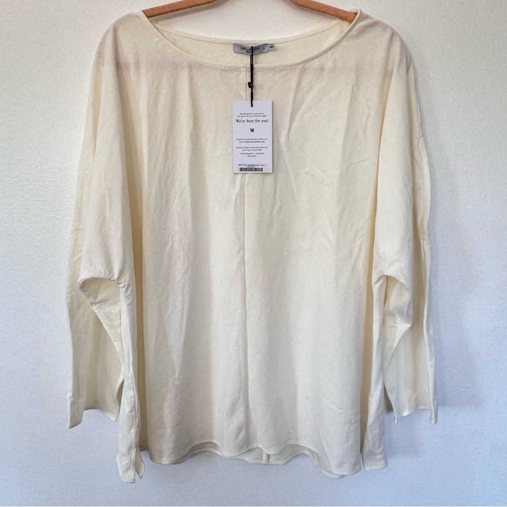 NWT M.M Lafleur The Wren Top - Double-Faced Ivory Linen Sz L - Picture 4 of 15